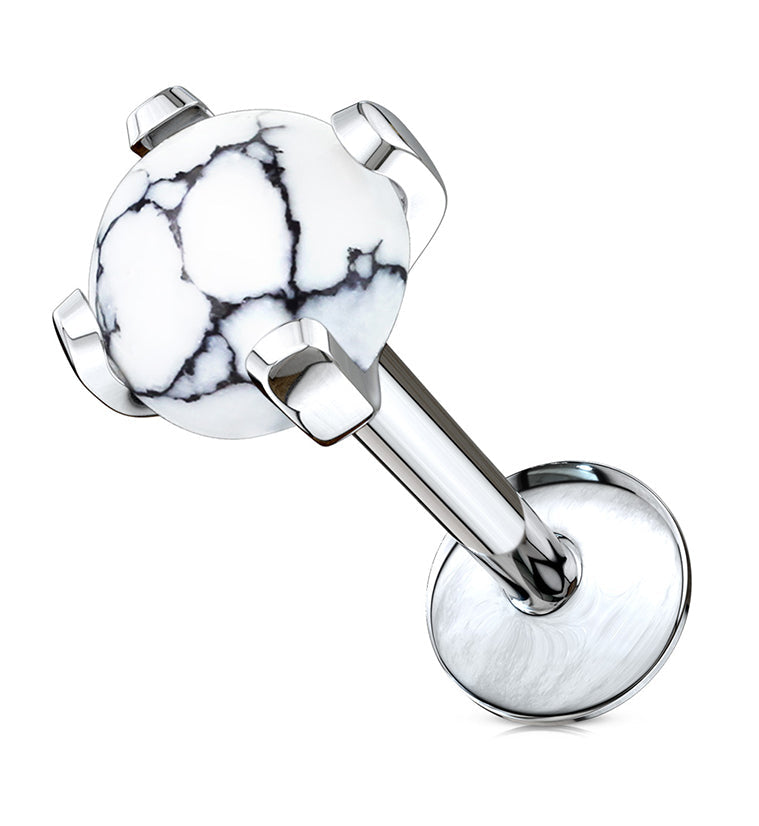 Howlite Stone Prong Top Internally Threaded Labret