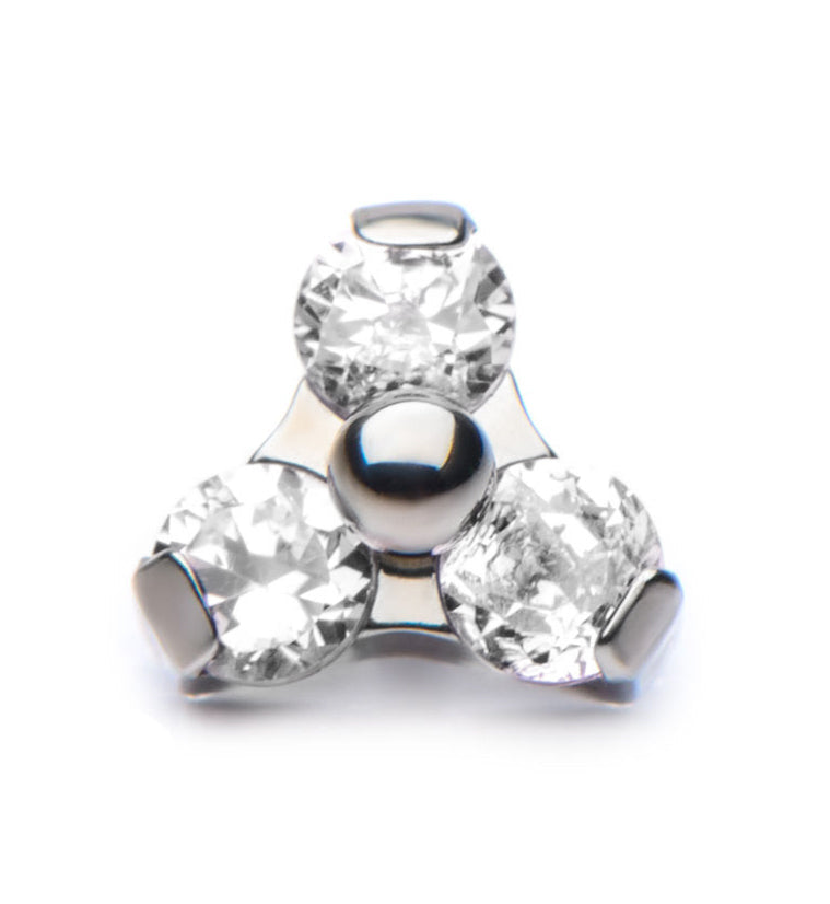 16G Triple Clear CZ Cluster Titanium End