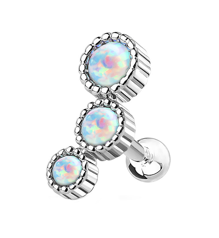 16G Triple Opal Dome Cartilage Barbell