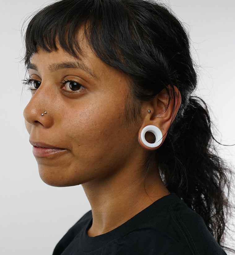 White Glass Tunnel Plugs