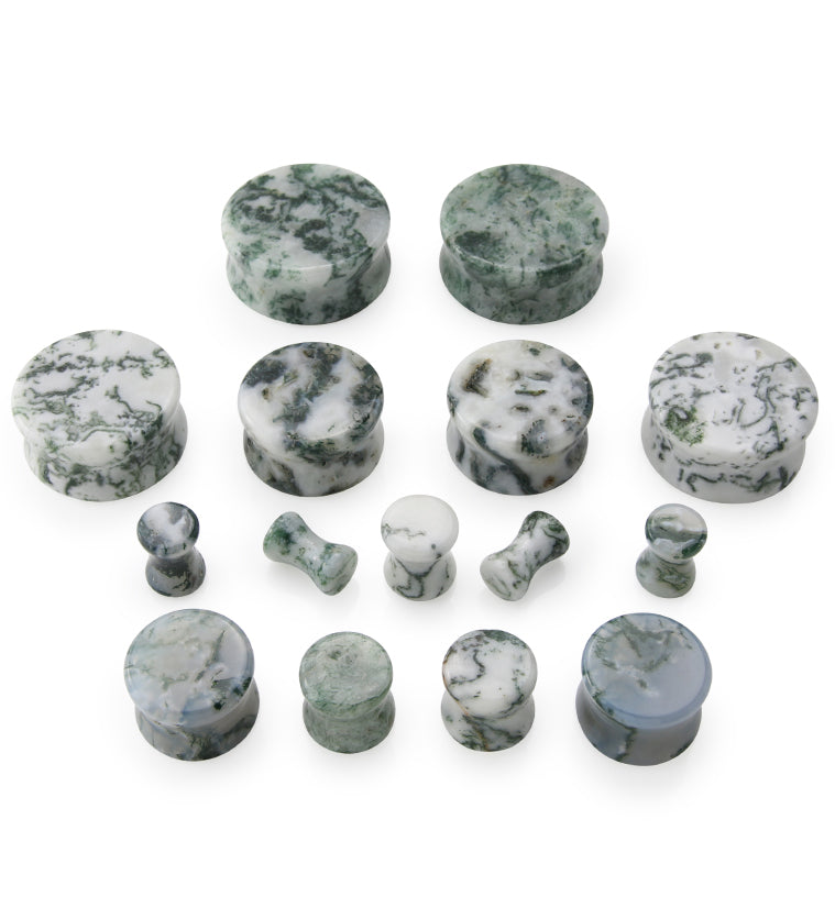 Winter Moss Agate Stone Plugs