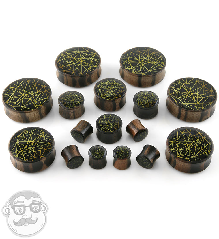 Areng Wood Plugs with Geometric Inlay