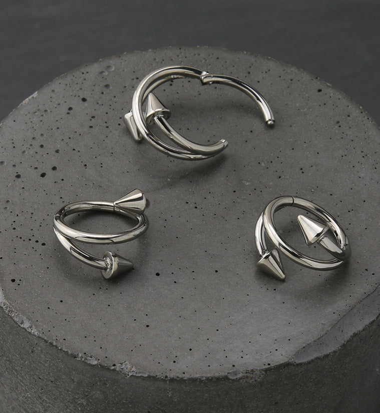 Wrap Double Spike Titanium Hinged Segment Ring