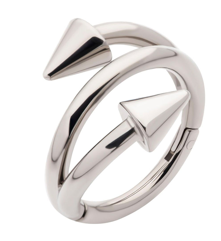 Wrap Double Spike Titanium Hinged Segment Ring