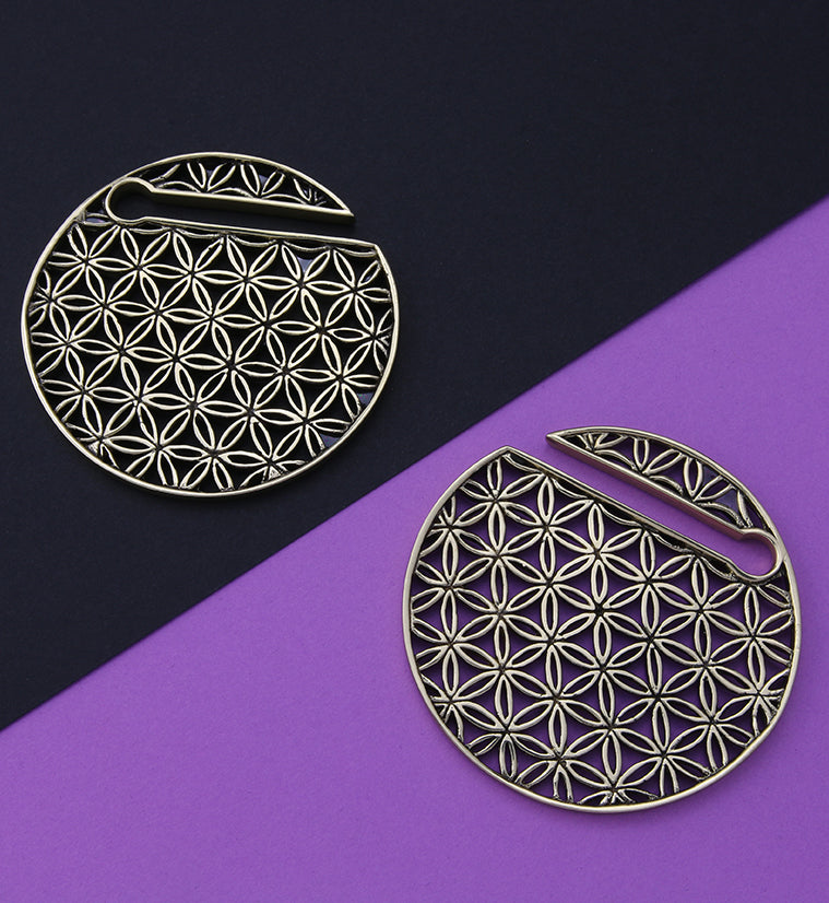 Flower of Life Disk Golden Ear Weights