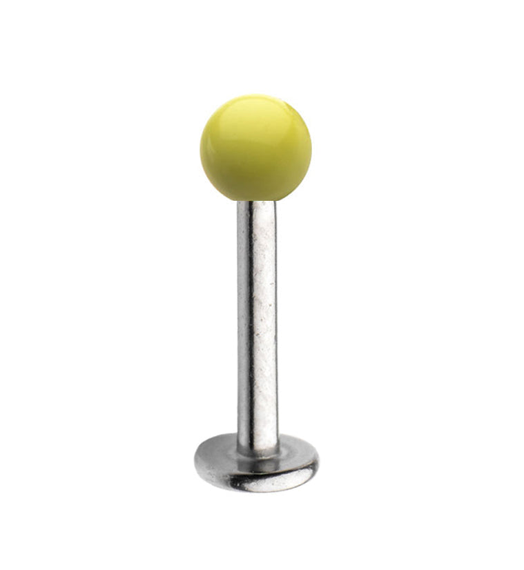16G Stainless Steel Lip / Labret Stud with Yellow Ceramic Ball