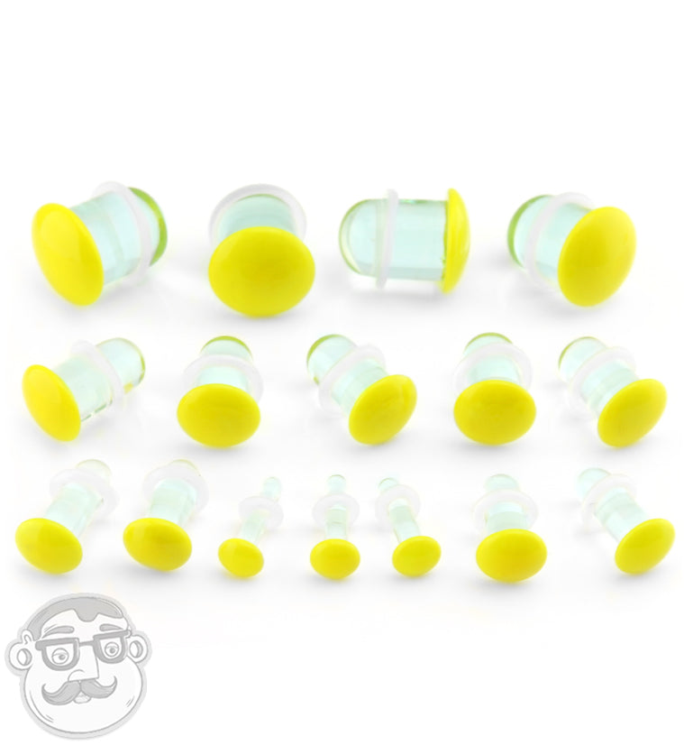 Yellow Color Front Single Flare Glass Plugs