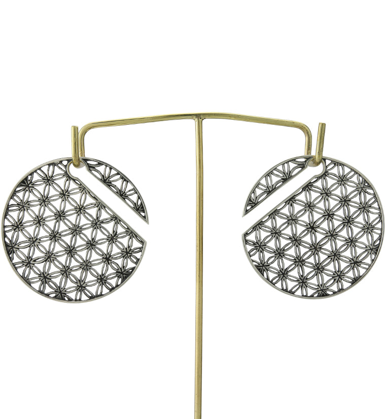 Flower of Life Disk Silver Ear Weights
