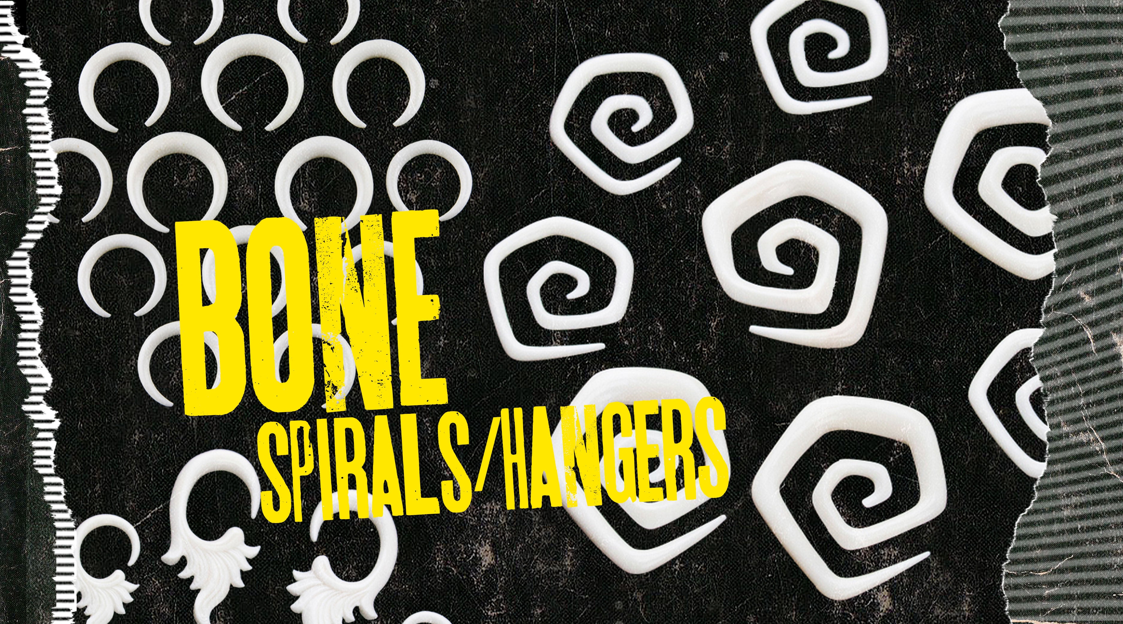 Bone Hangers, Pinchers & Spiral Earrings