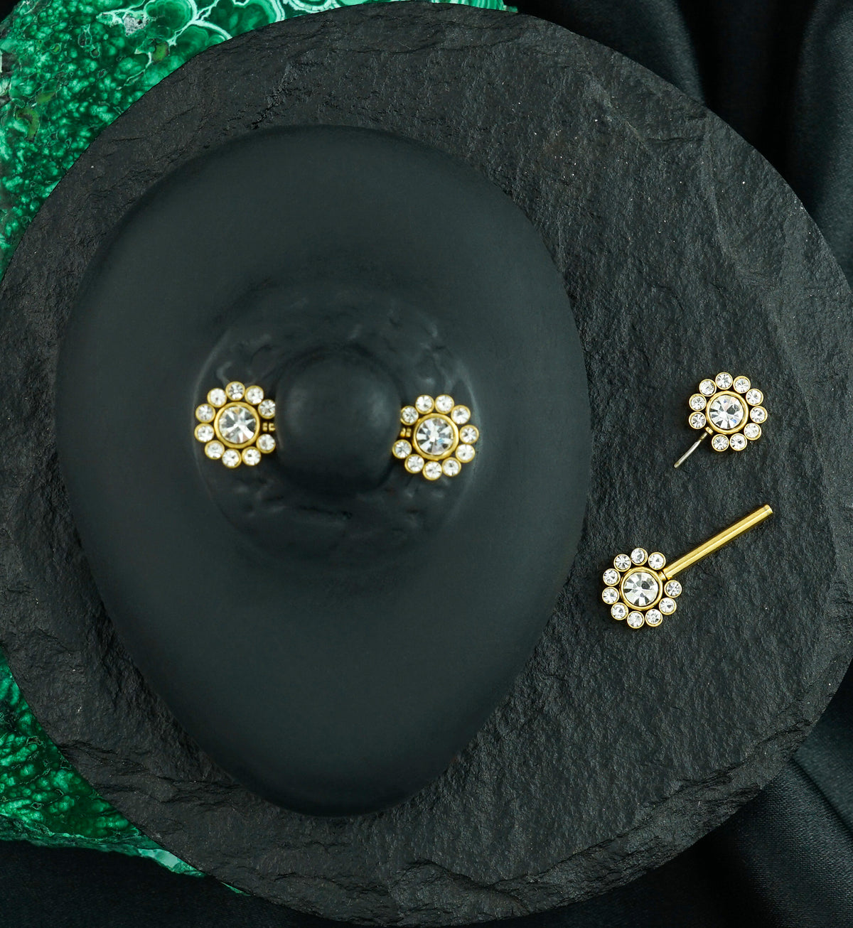 14G Gold PVD Cirque Threadless Nipple Ring Barbells