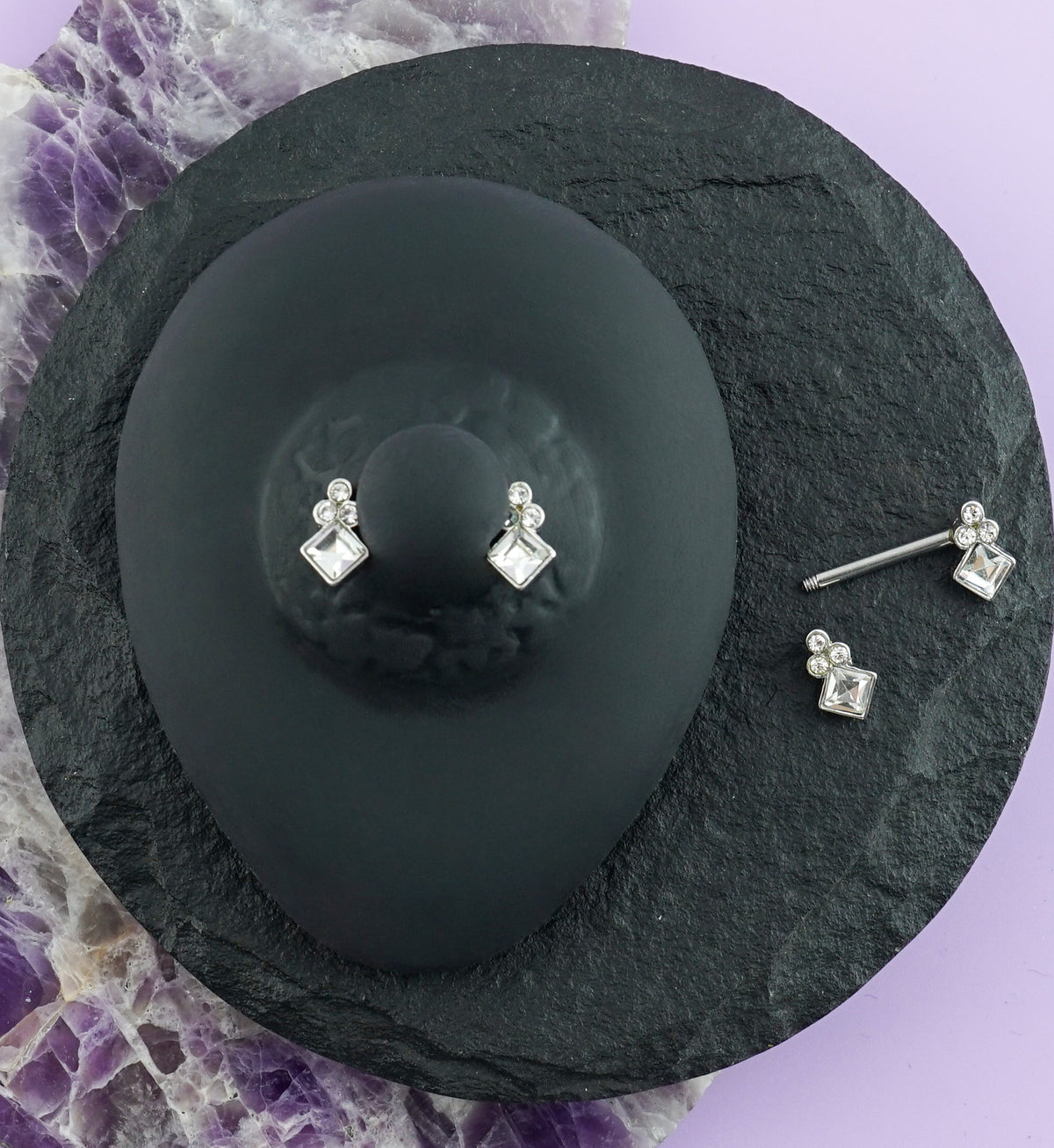 14G Lavish CZ Nipple Ring Barbell