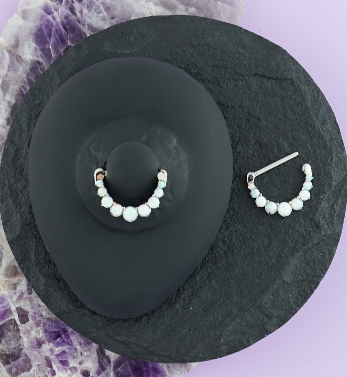 14G White Opalite Nipple Clicker