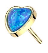 14kt Gold Heart Blue Opalite Threadless Top