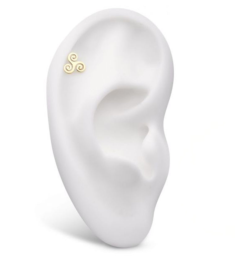 14kt Gold Celtic Triskele Threadless Top