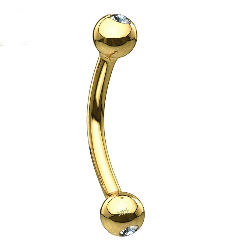 14kt Gold CZ Curved Barbell