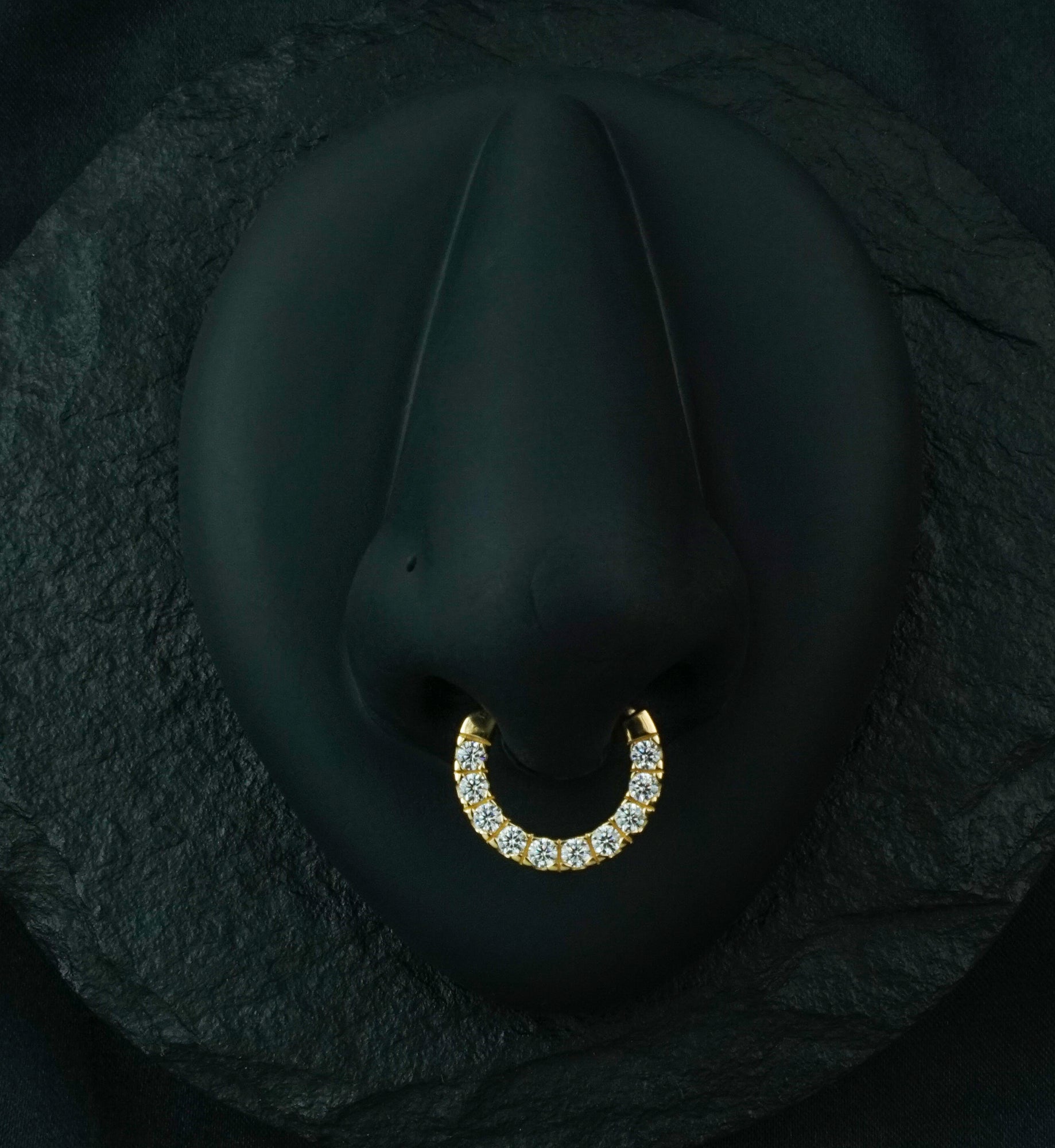 14kt Gold Ten Clear CZ Rim Septum Clicker