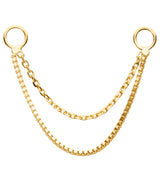 14kt Gold Double Link And Box Nose & Cartilage Piercing Chain