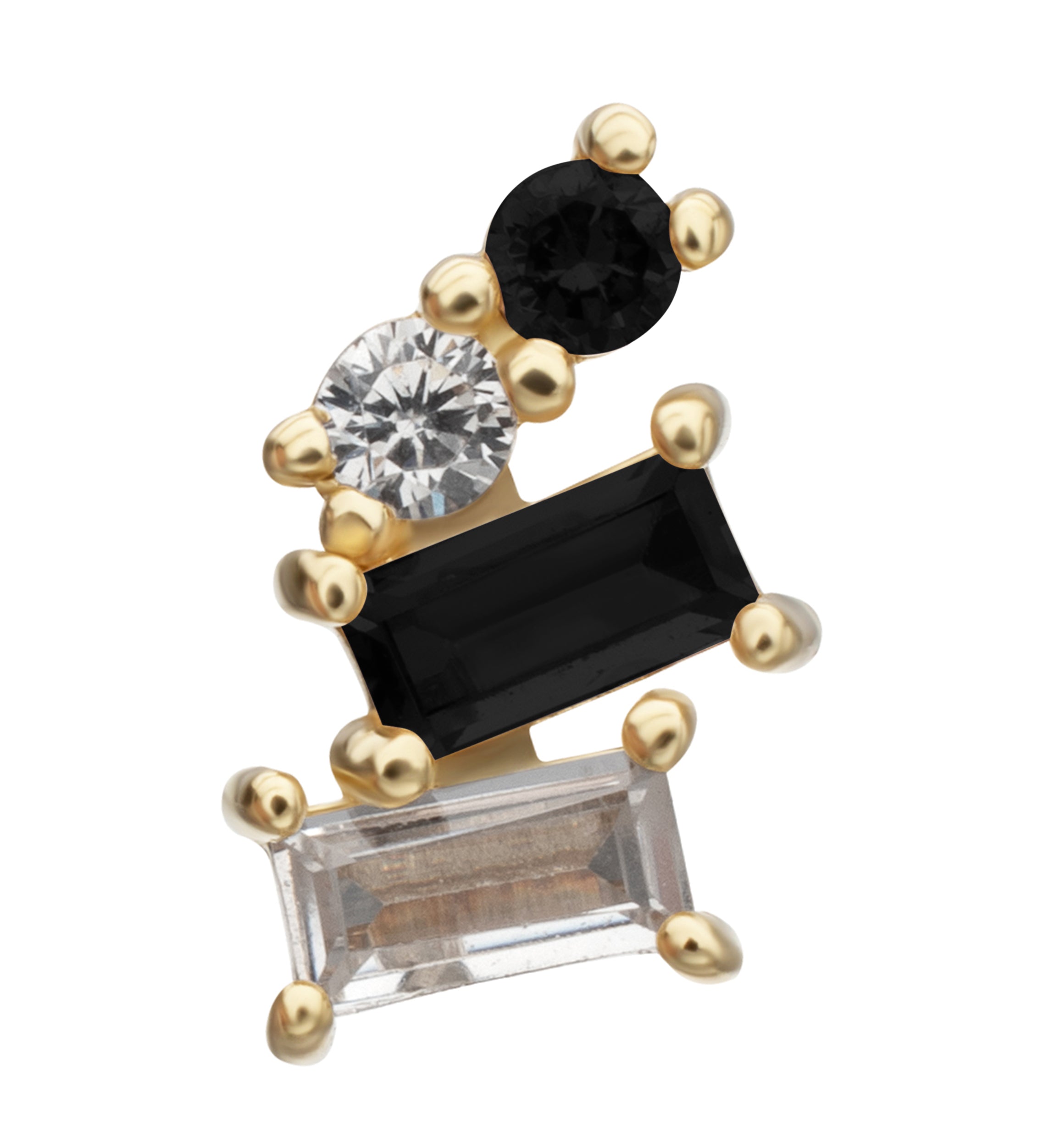 14kt Gold Downpour Black CZ Threadless Top