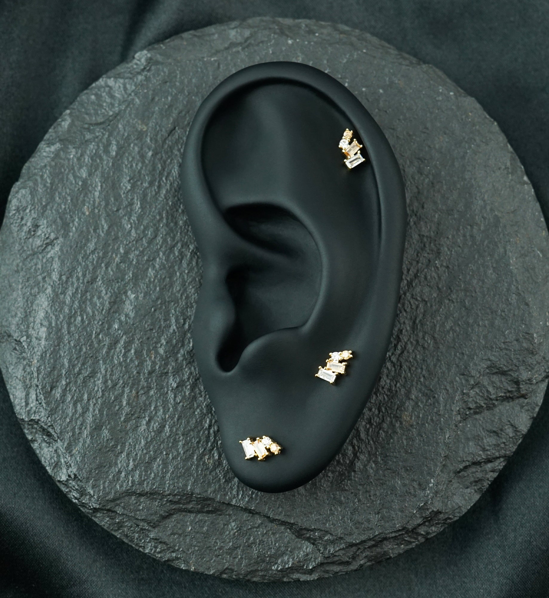 14kt Gold Downpour Champagne CZ Threadless Top