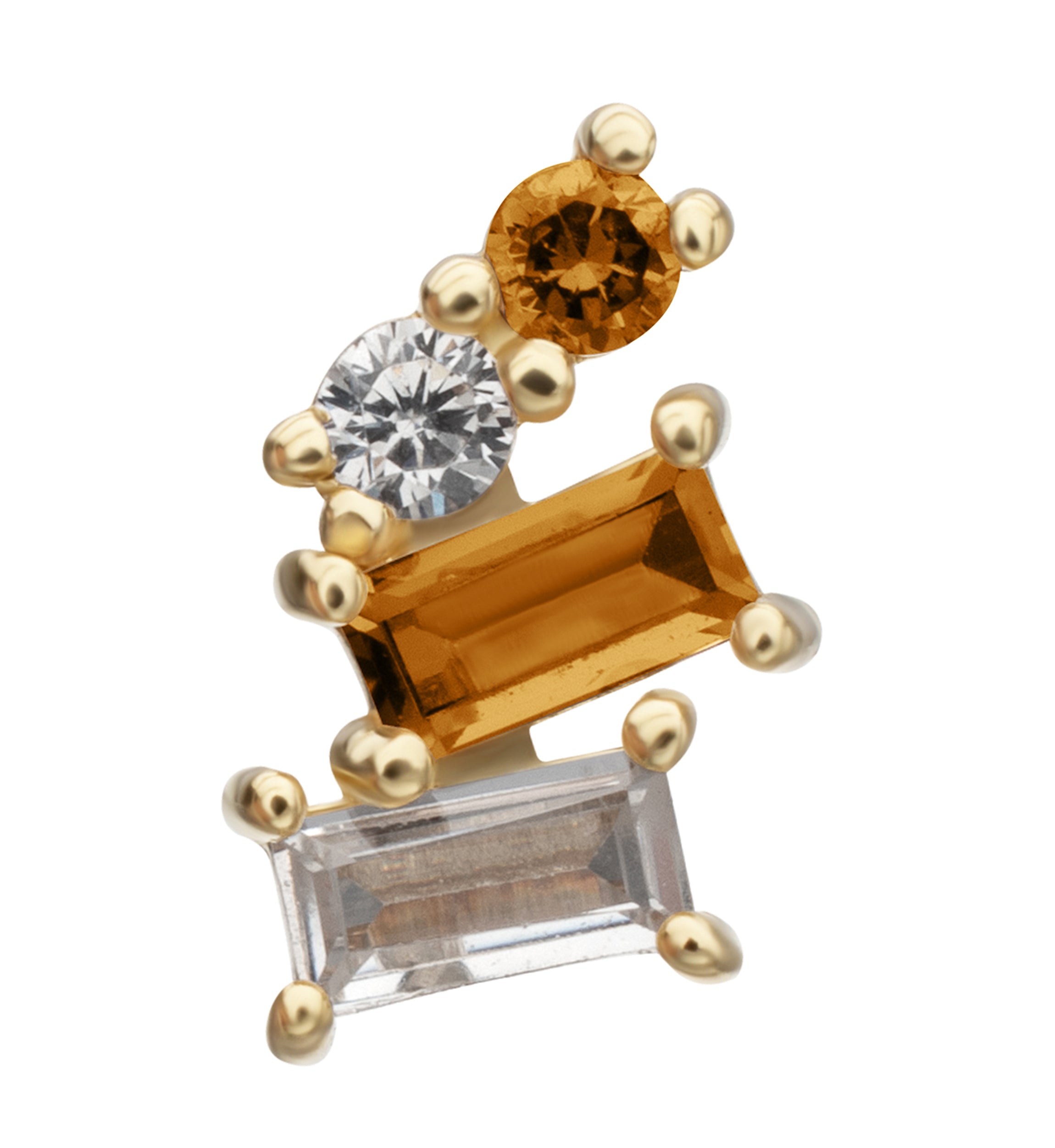 14kt Gold Downpour Champagne CZ Threadless Top