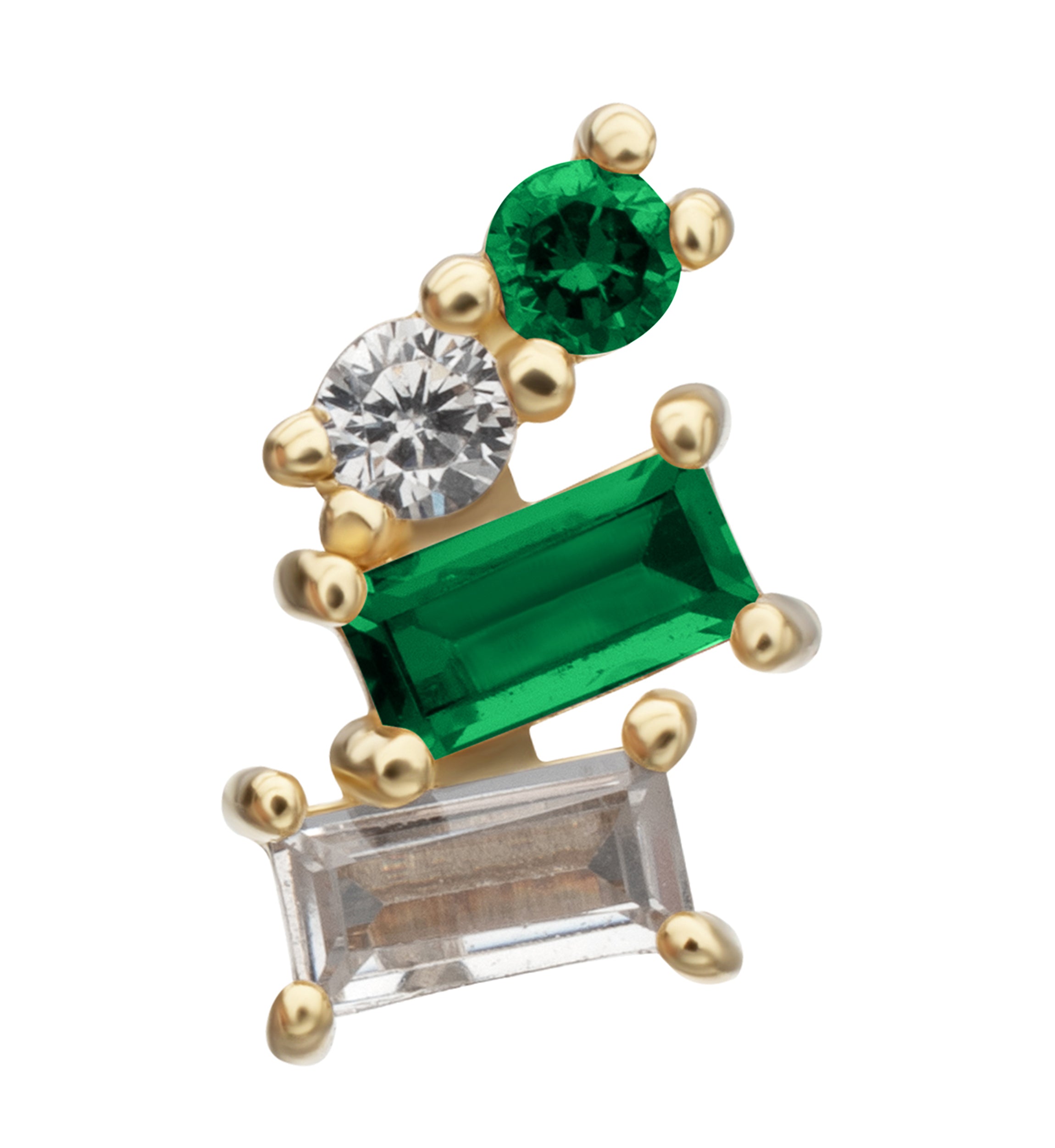 14kt Gold Downpour Emerald CZ Threadless Top