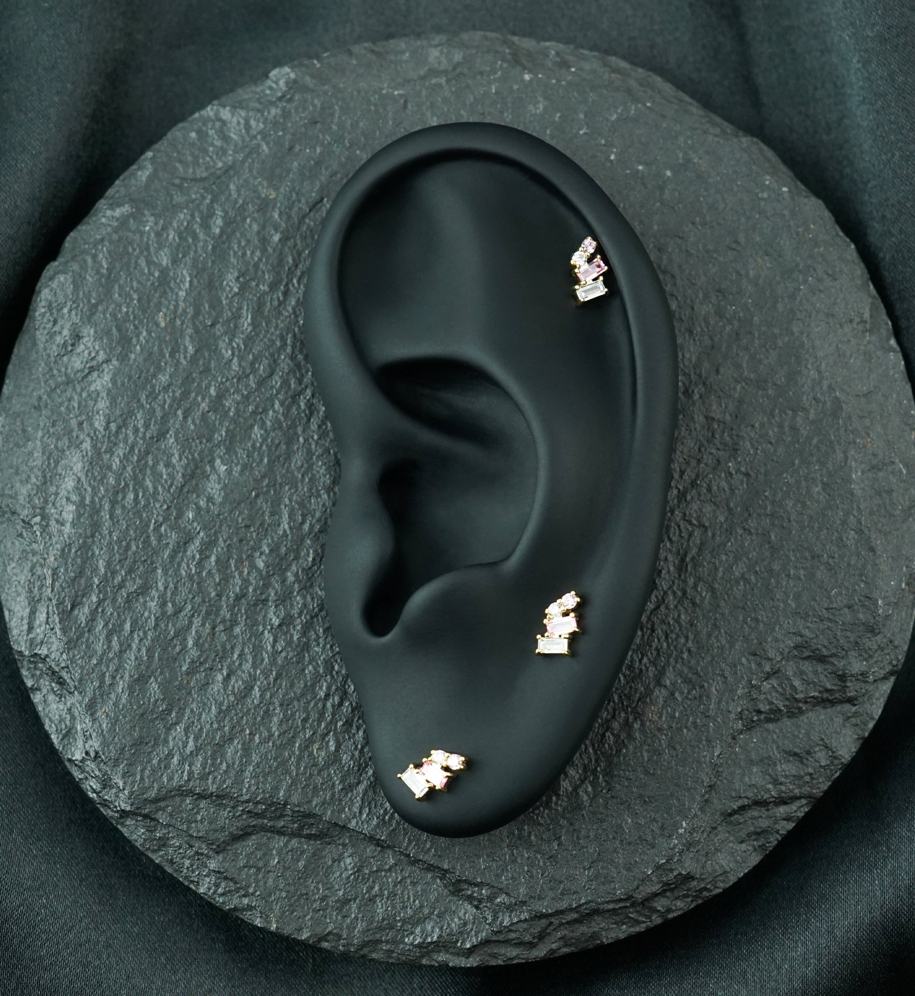 14kt Gold Downpour Pink CZ Threadless Top