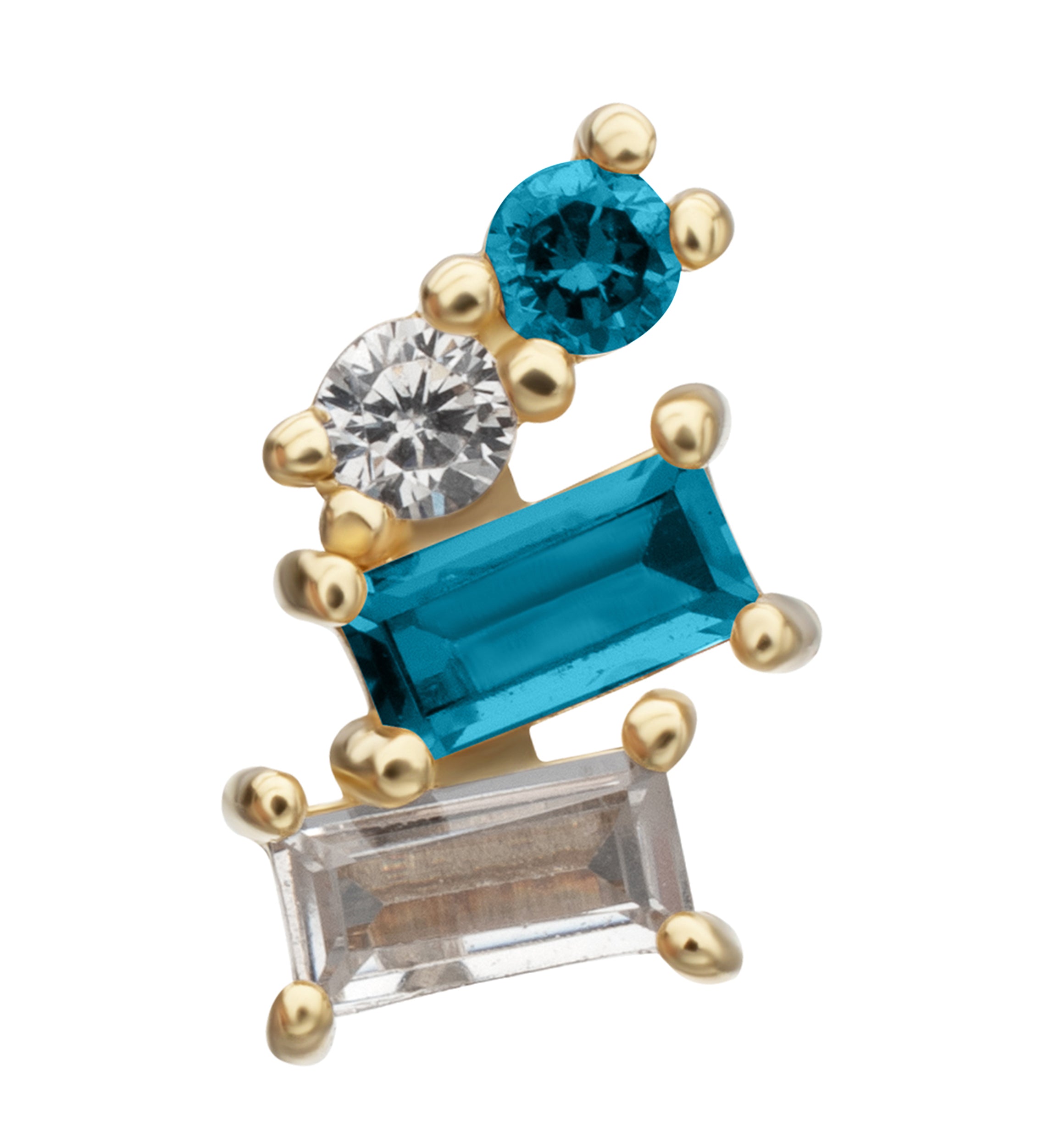 14kt Gold Downpour Aqua CZ Threadless Top