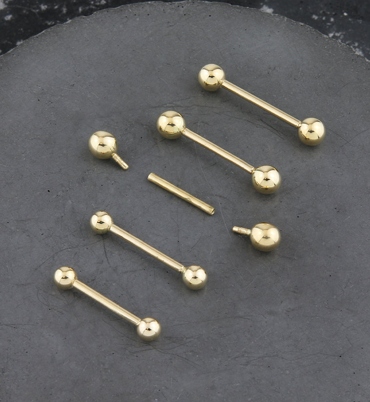 14kt Gold Dual Internally Threaded Straight Barbell