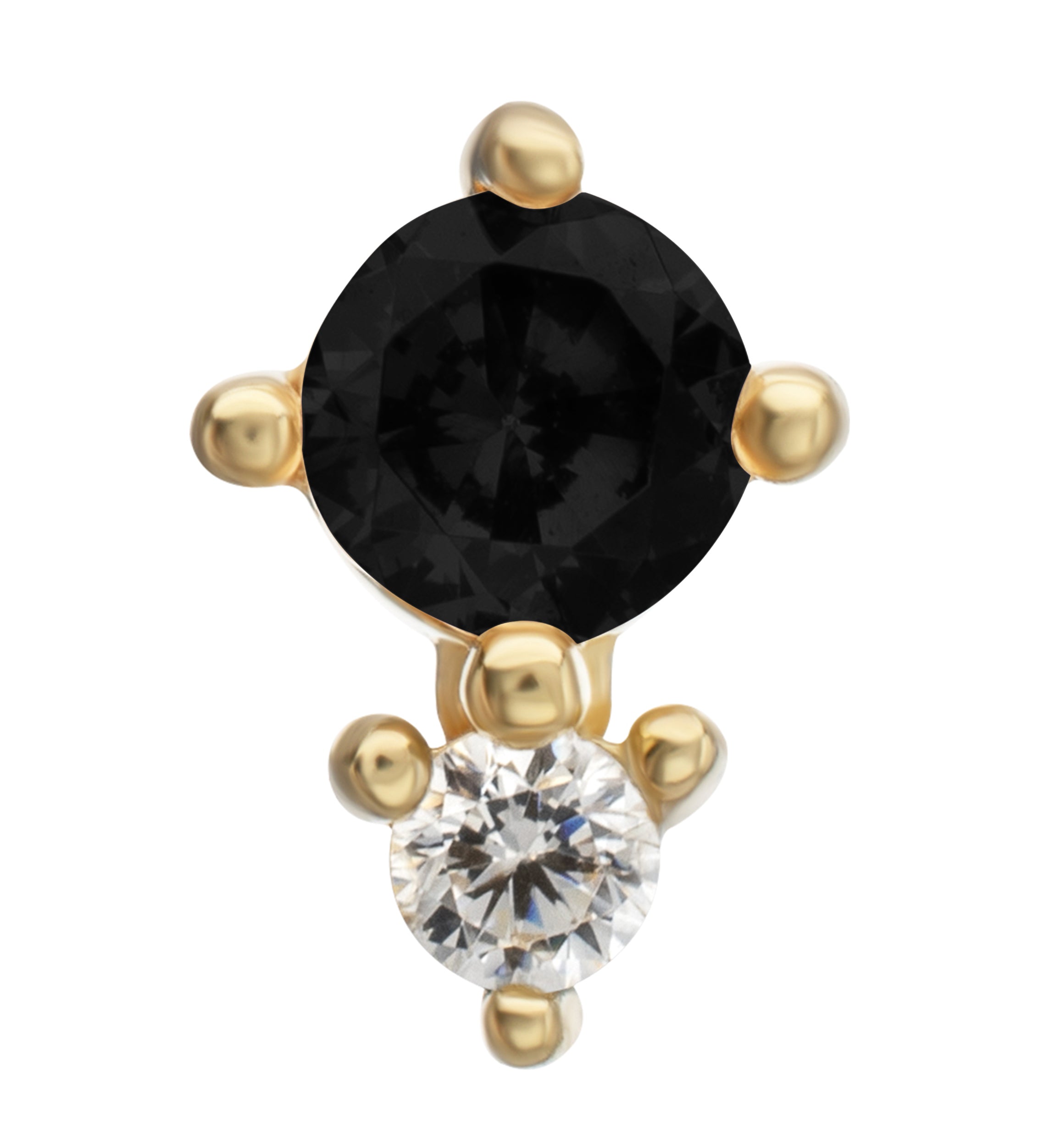 14kt Gold Echo Black CZ Threadless Top