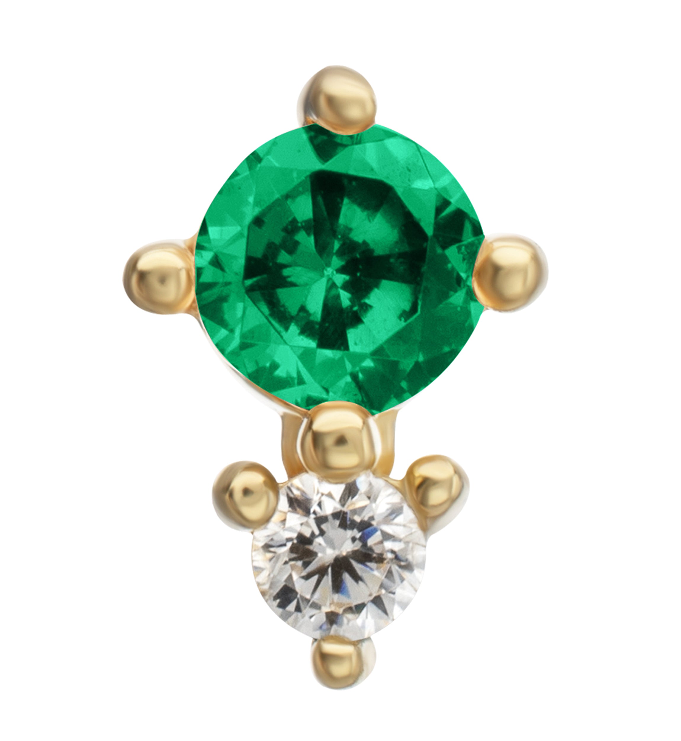 14kt Gold Echo Emerald CZ Threadless Top