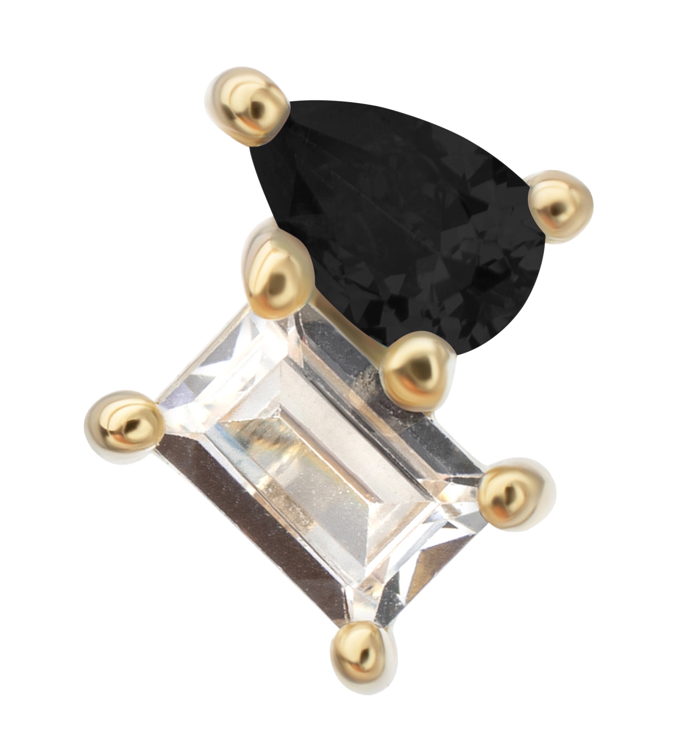 14kt Gold Exponential Teardrop Black CZ Threadless Top