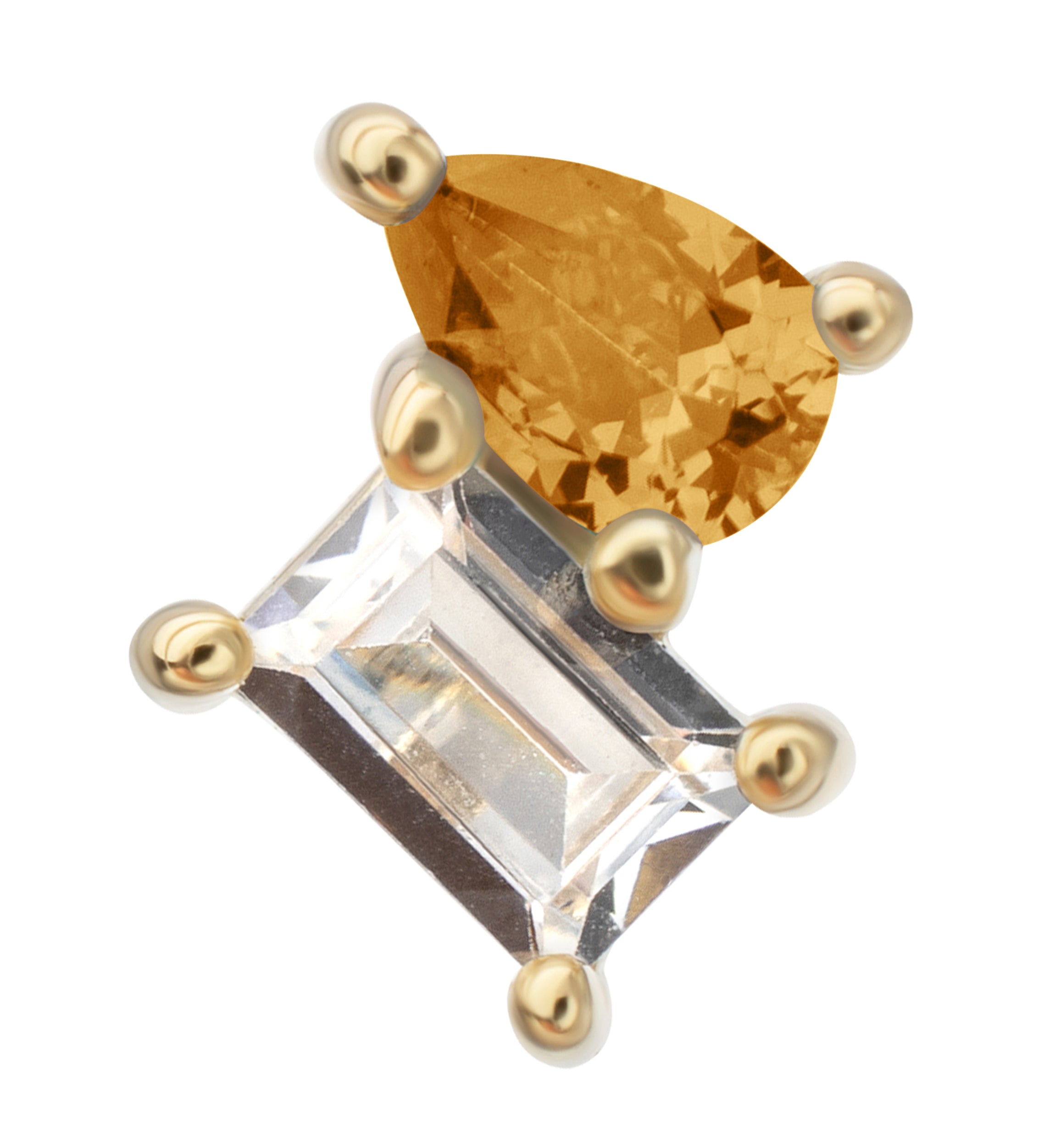 14kt Gold Exponential Teardrop Champagne CZ Threadless Top