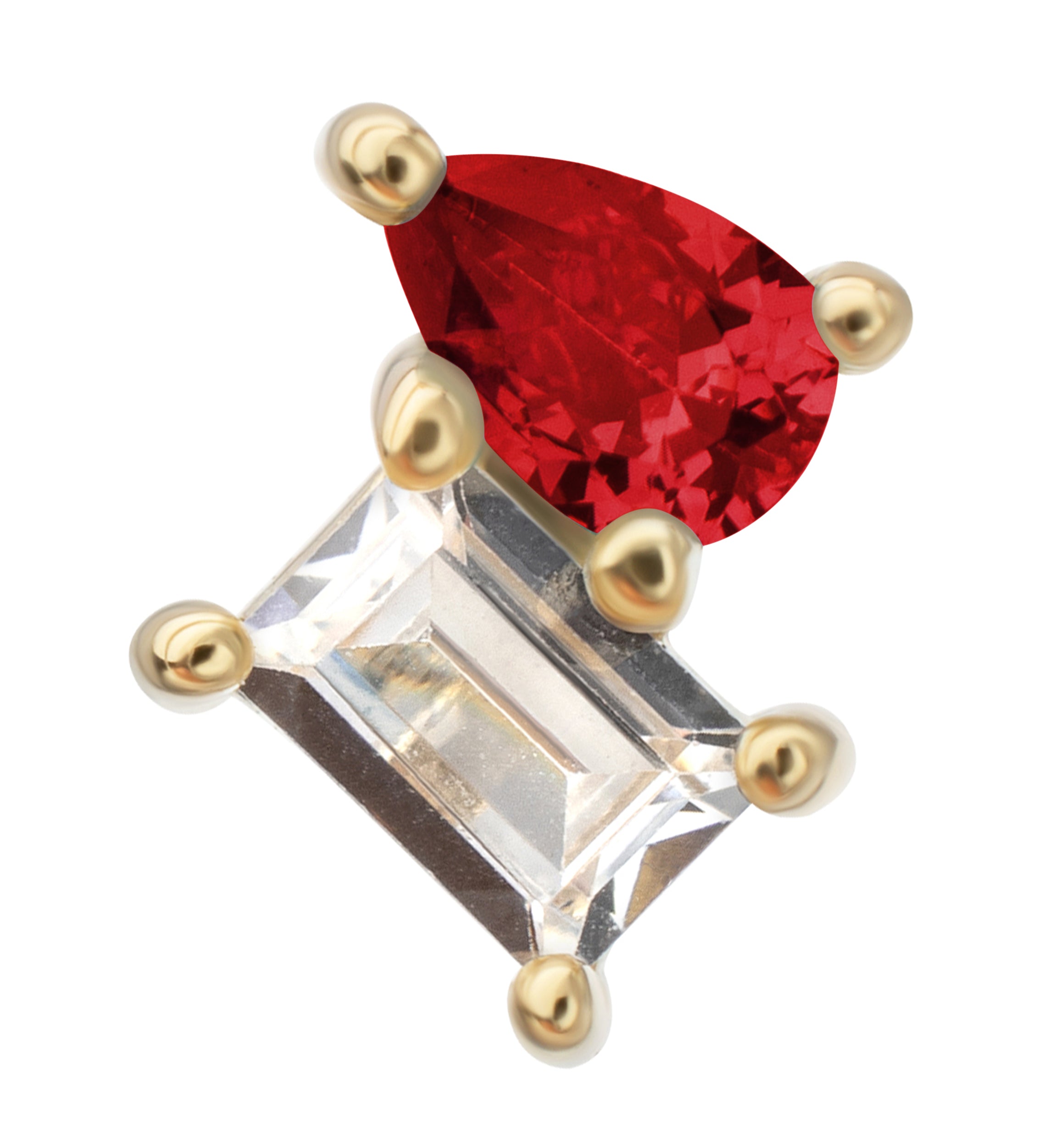 14kt Gold Exponential Teardrop Garnet CZ Threadless Top