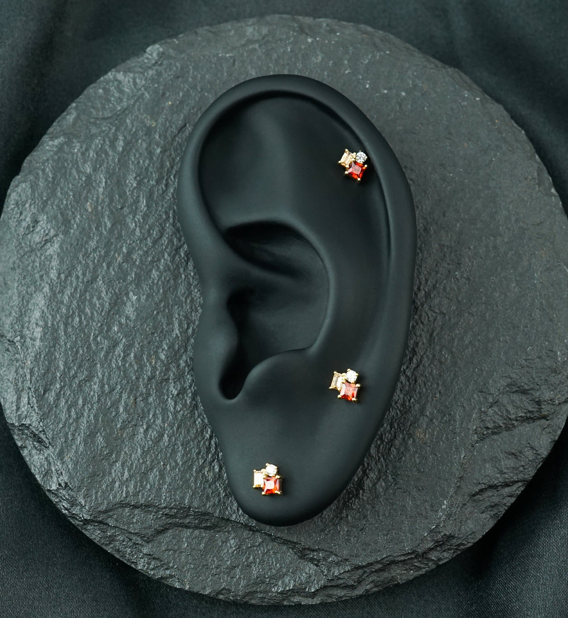 14kt Gold Garnet and Champagne CZ Amalgam Threadless Top