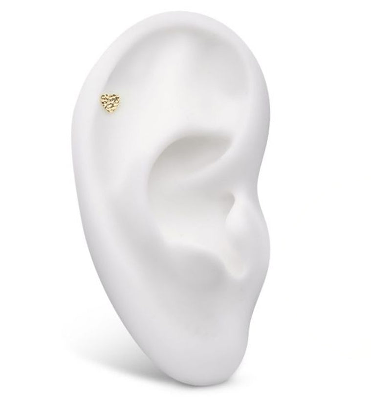 14kt Gold Hammered Heart Threadless Top