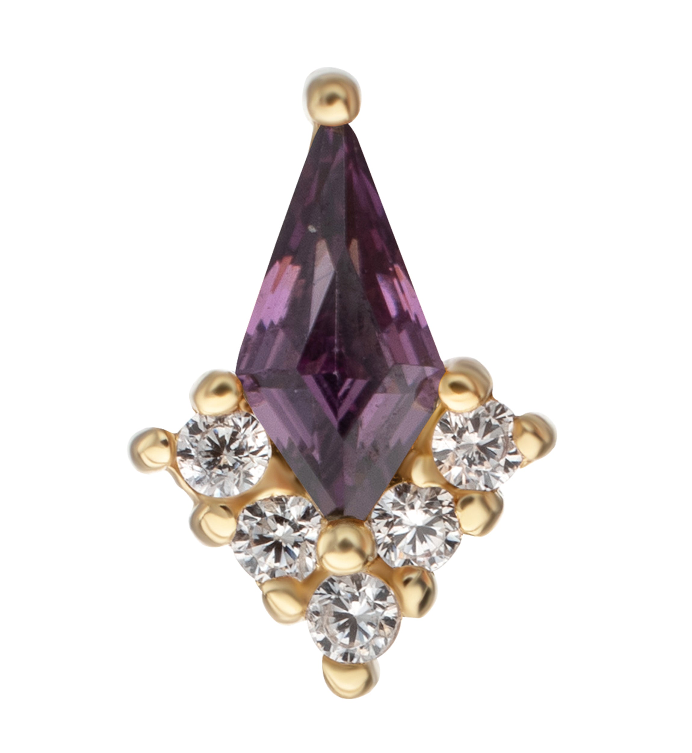 14kt Gold Harlequin Amethyst CZ Threadless Top
