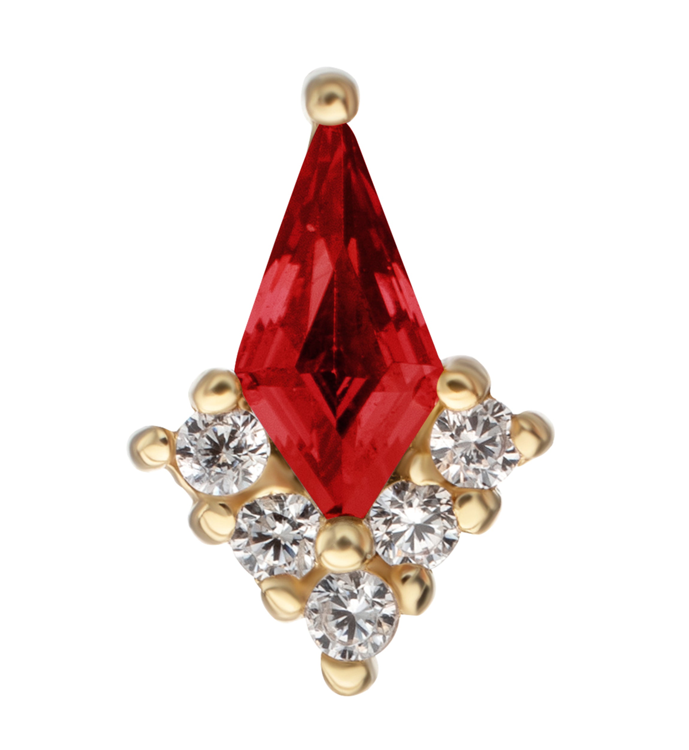 14kt Gold Harlequin Garnet CZ Threadless Top