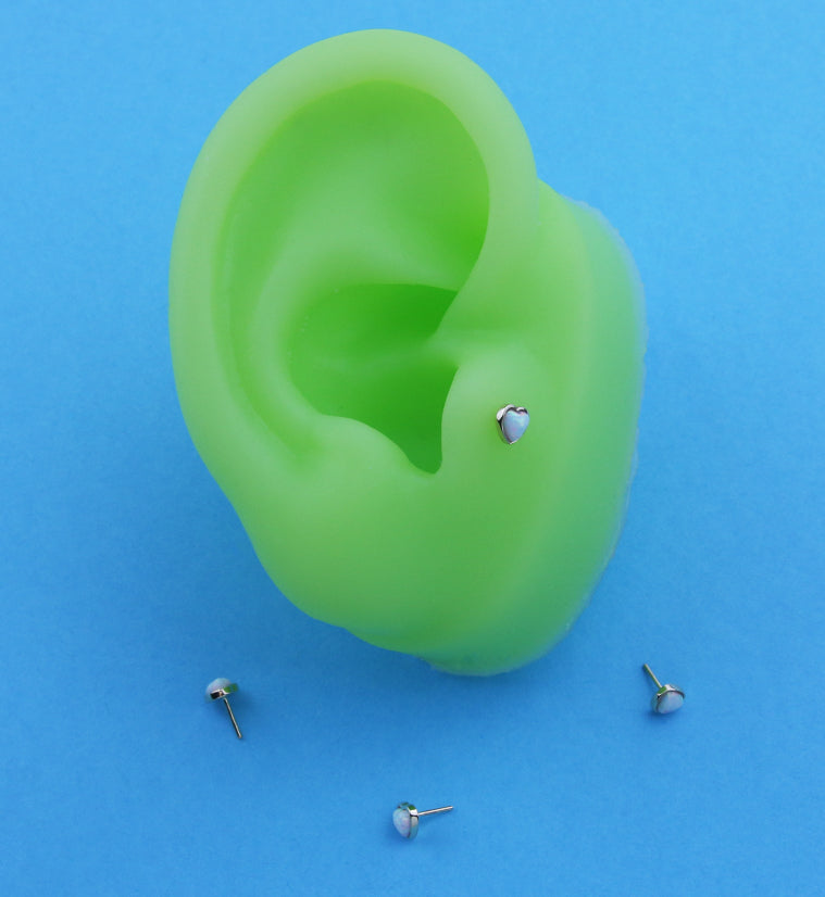 14kt Gold Heart White Opalite Threadless Top