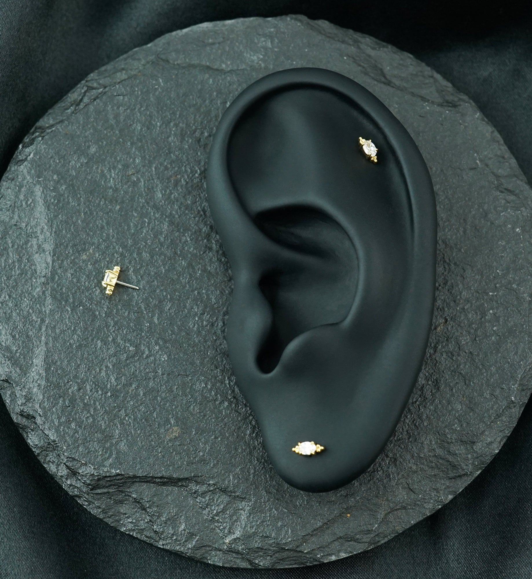 14kt Gold Heirloom CZ Threadless Top