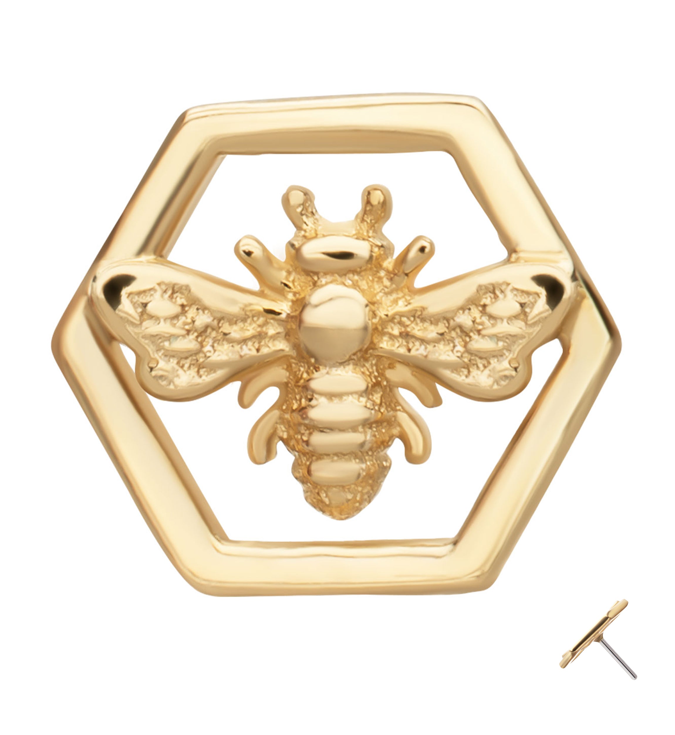14kt Gold Honeybee Hex Threadless Top