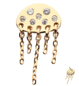 14kt Gold Jellyfish Clear CZ Dangle Chains Threadless Top