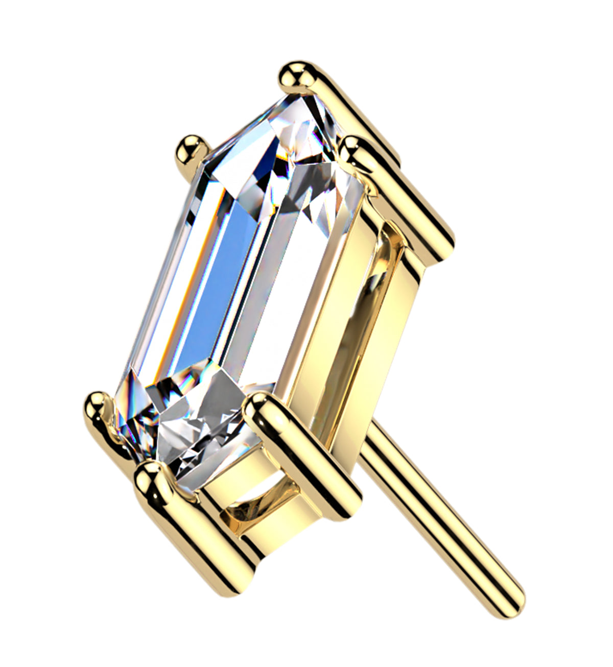 14kt Gold Lantern Clear CZ Threadless Top