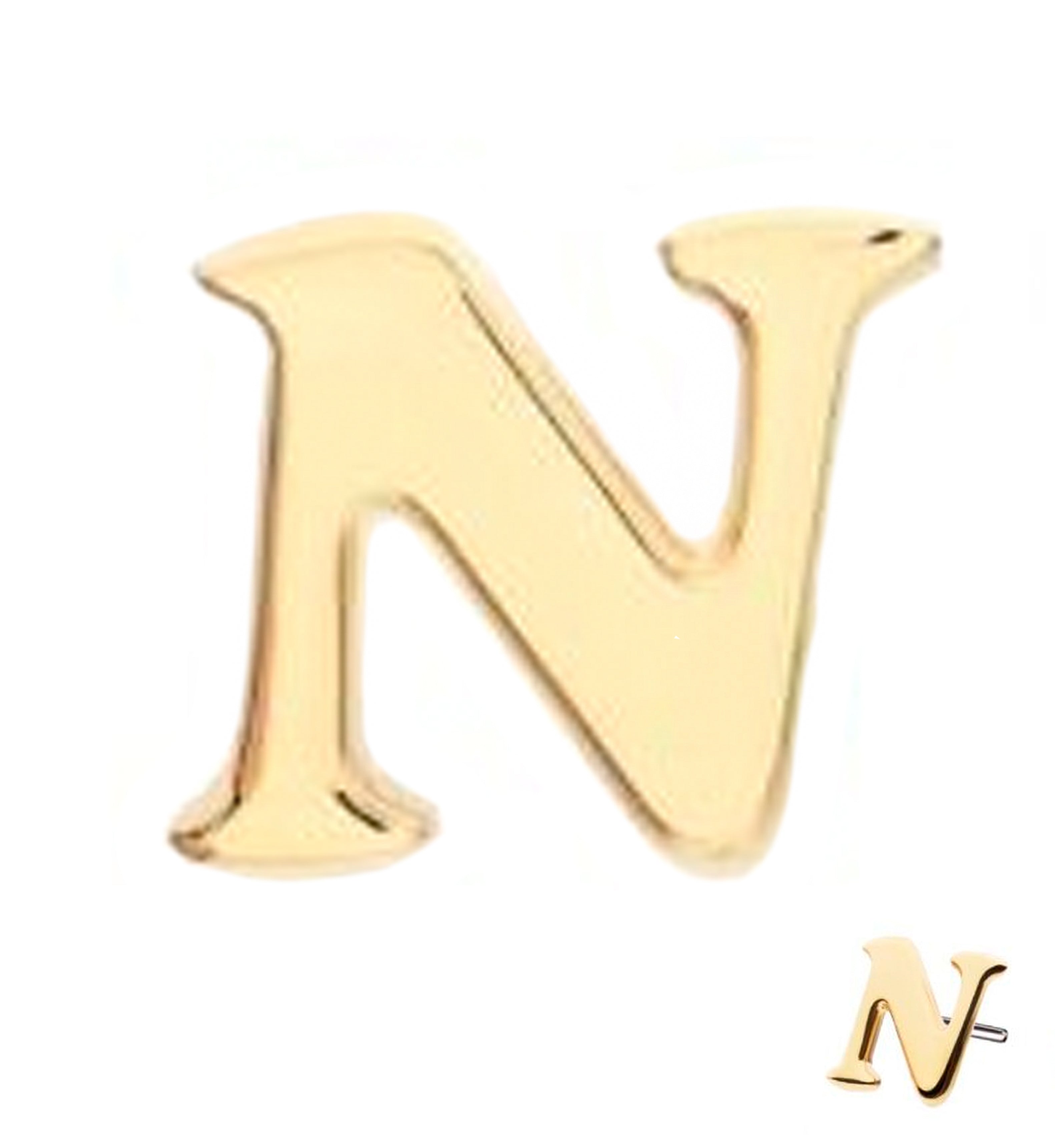 14kt Gold Letter N Threadless Top