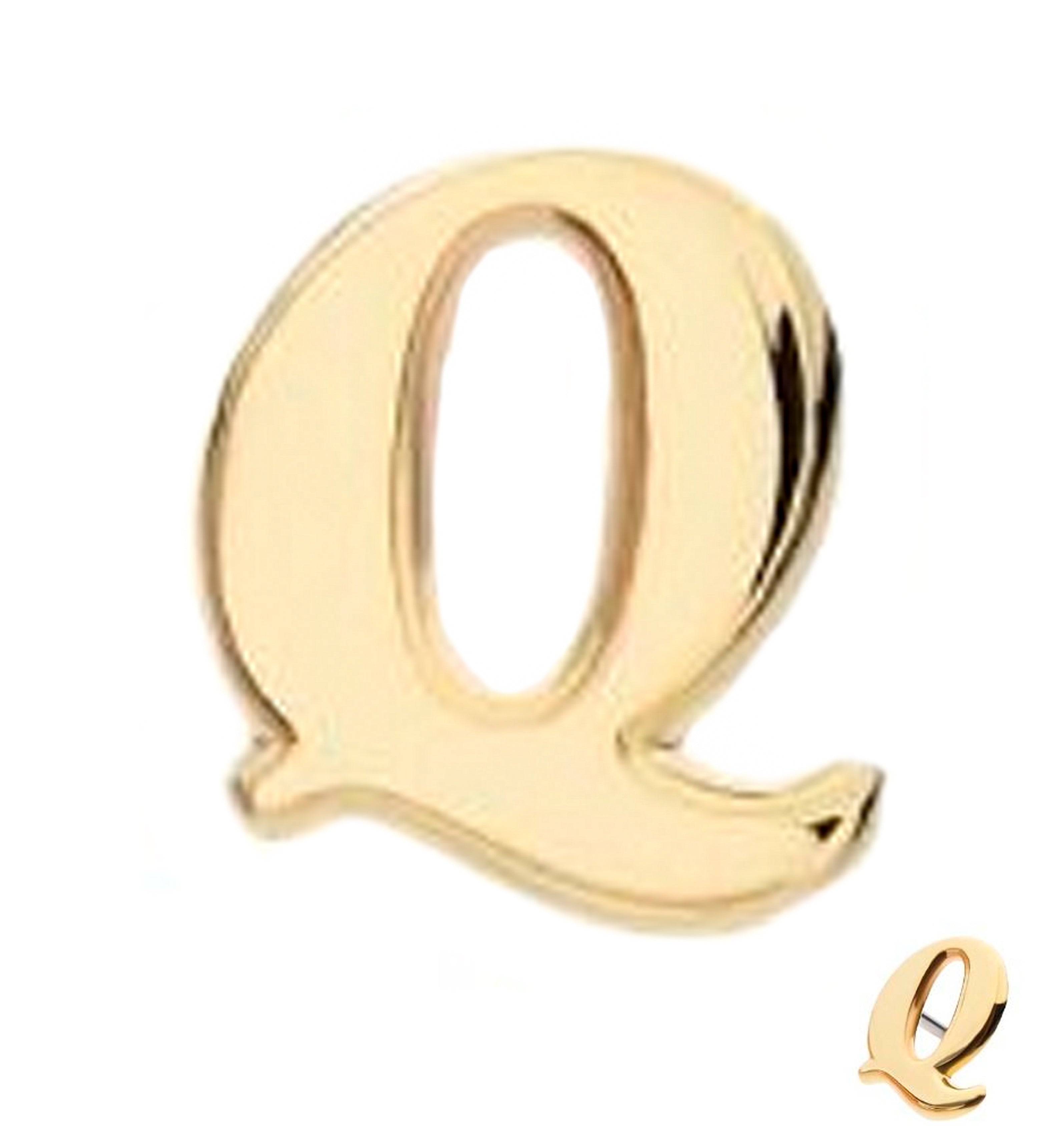 14kt Gold Letter Q Threadless Top