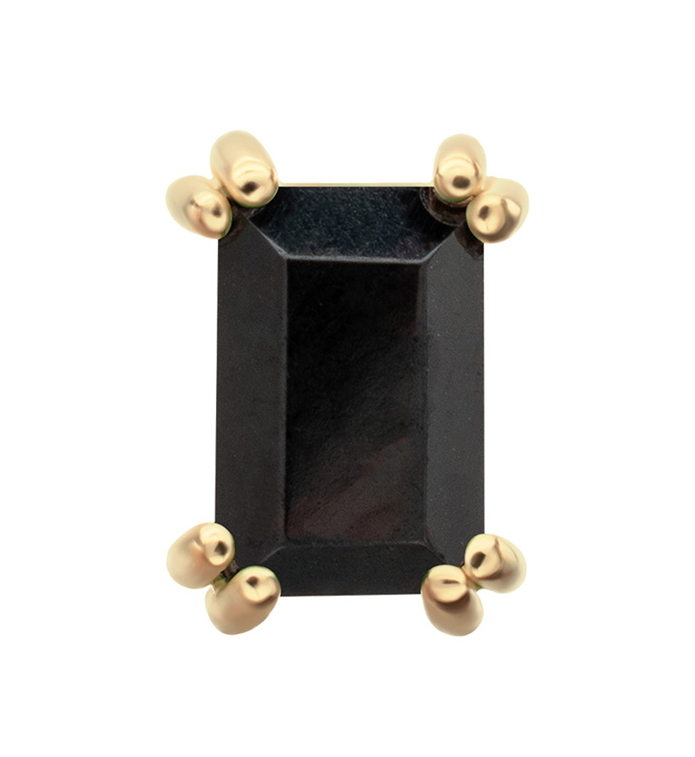 14kt Gold Mini Rectangle Black CZ Threadless Top