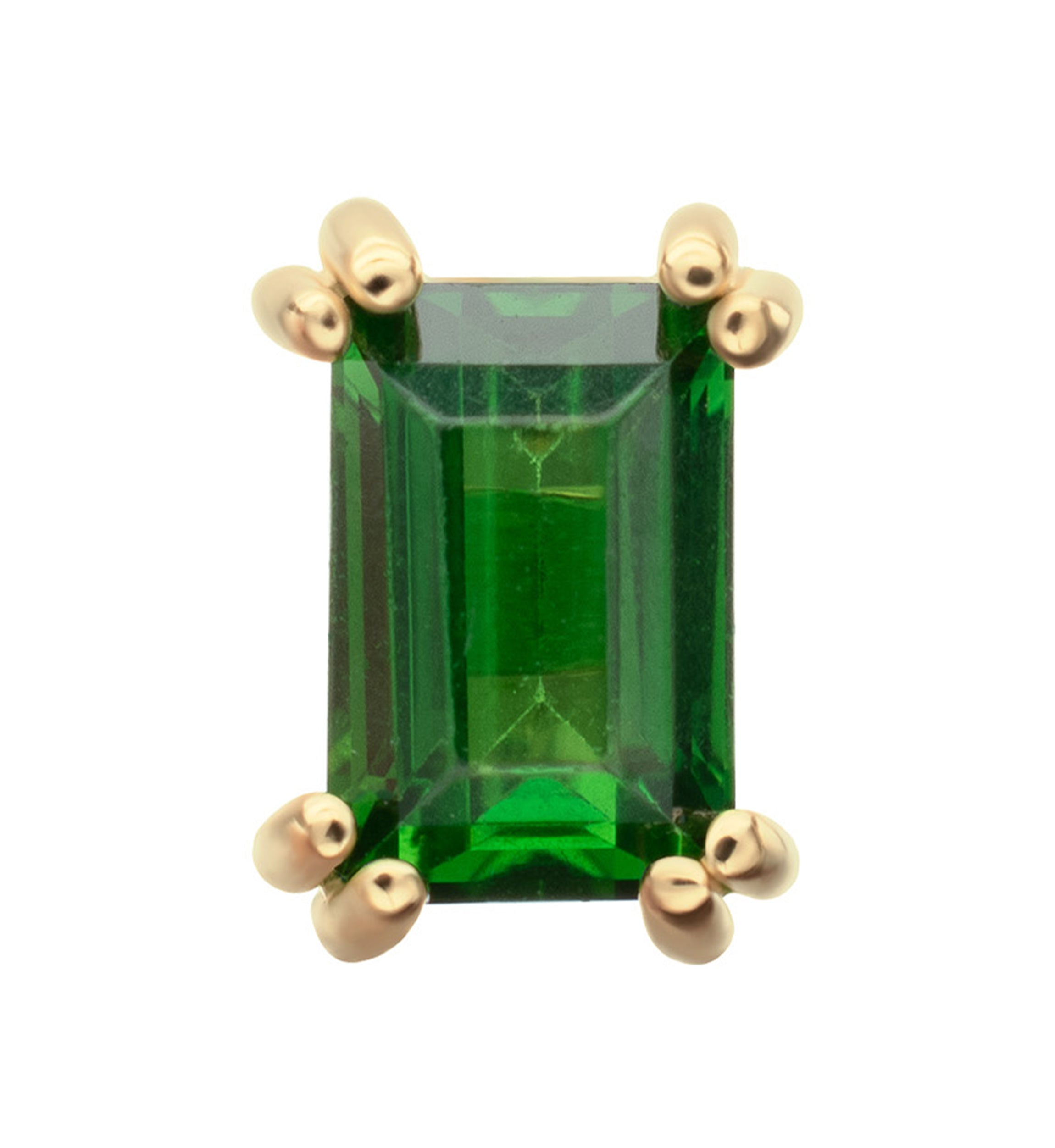 14kt Gold Mini Rectangle Emerald CZ Threadless Top