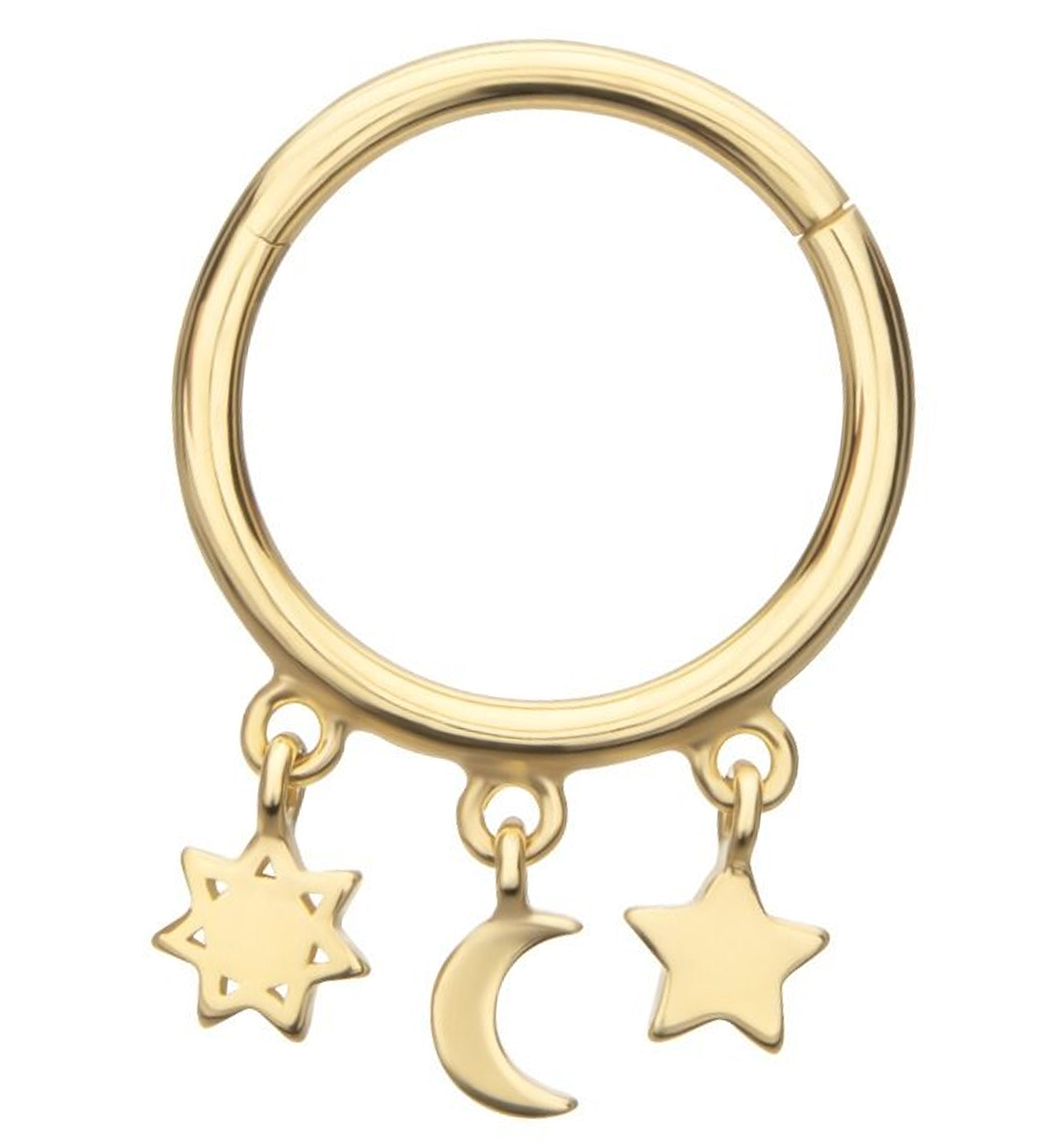 14kt Gold Night Sky Dangle Hinged Segment Ring