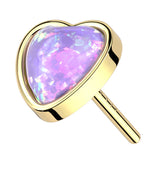 14kt Gold Heart Purple Opalite Threadless Top