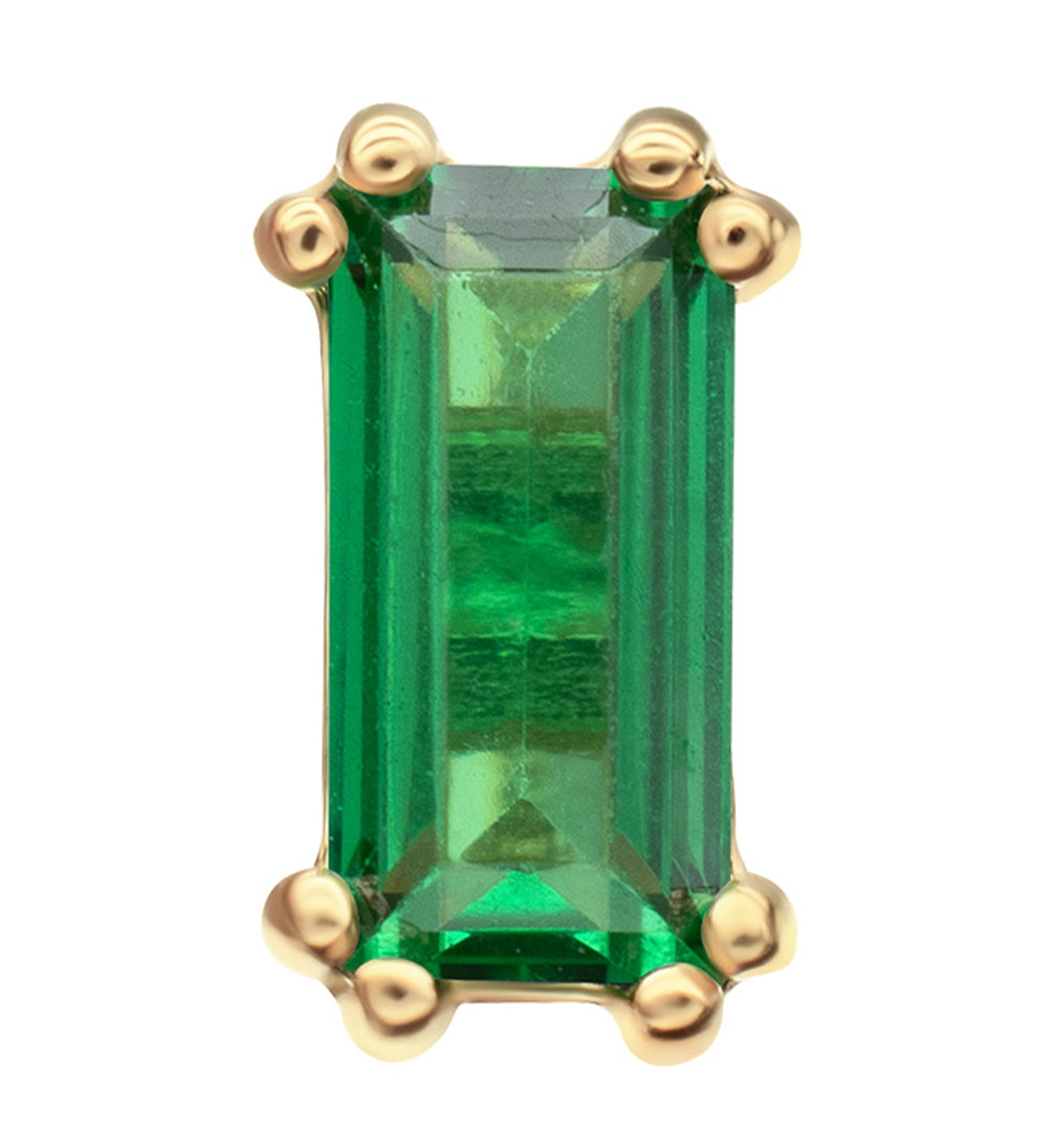 14kt Gold Rectangle Emerald CZ Threadless Top