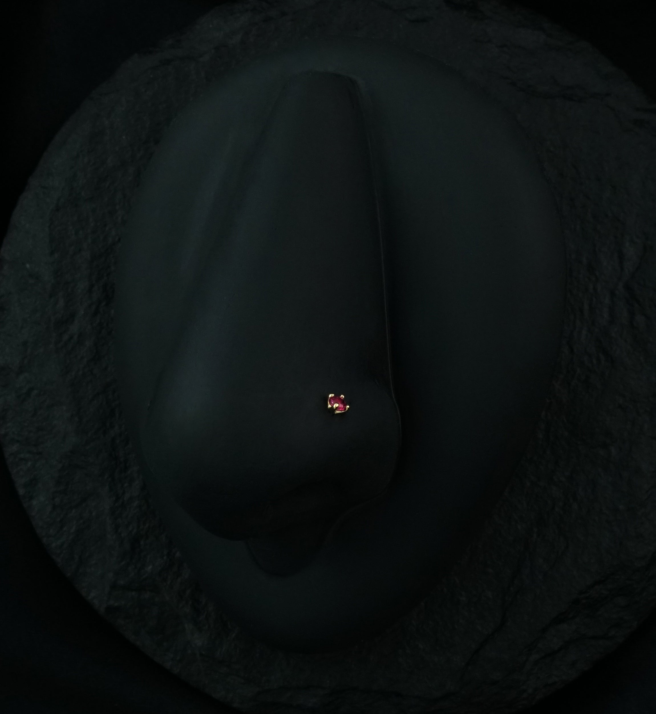 14kt Gold Red Gem Nosebone